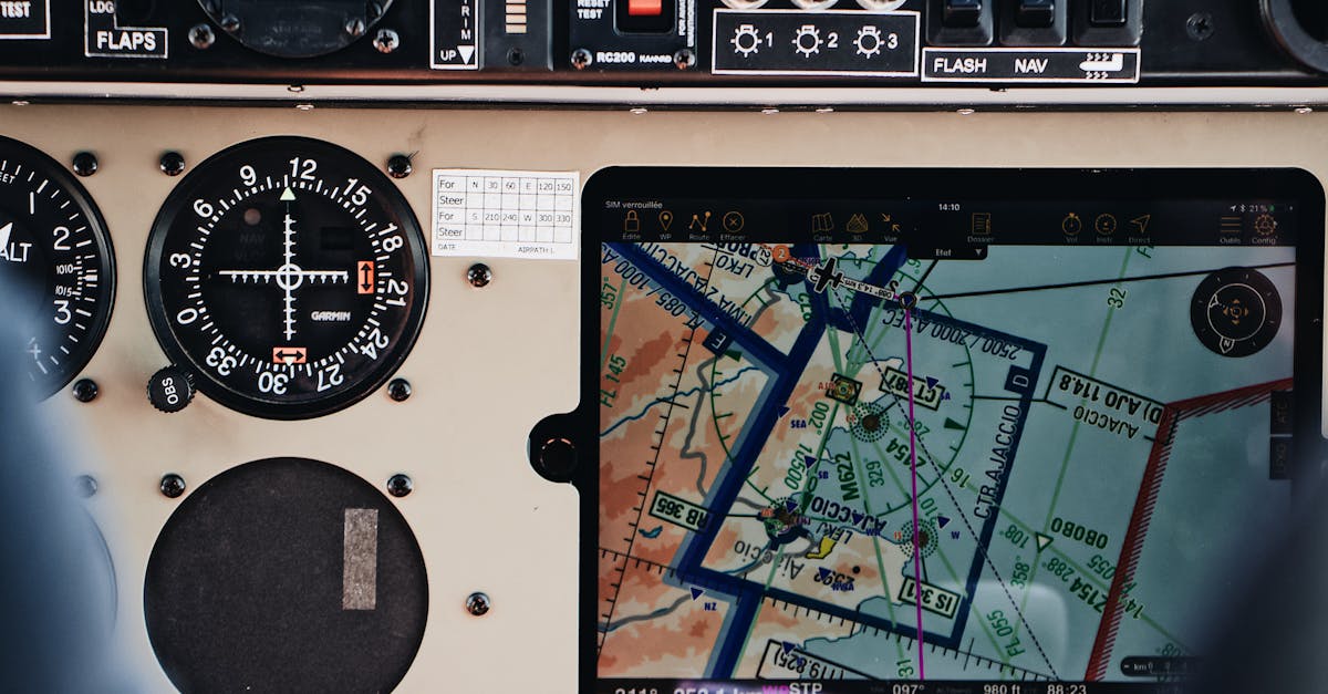 Control panel with navigation equipment mounted in cabin of modern small airplane