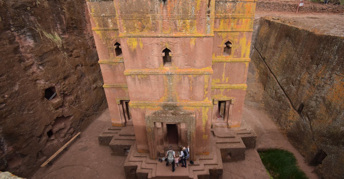 Stunning view of a rock-hewn church in Lalibela, Ethiopia, showcasing its architectural brilliance.
